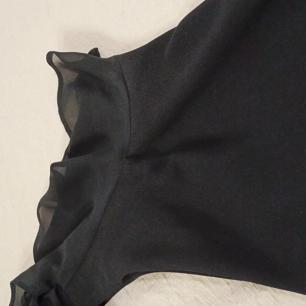 DRESSBARN, Black Midi Dress with Pink Floral Embroidery - Picture 7 of 9